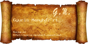 Gyuris Menyhért névjegykártya